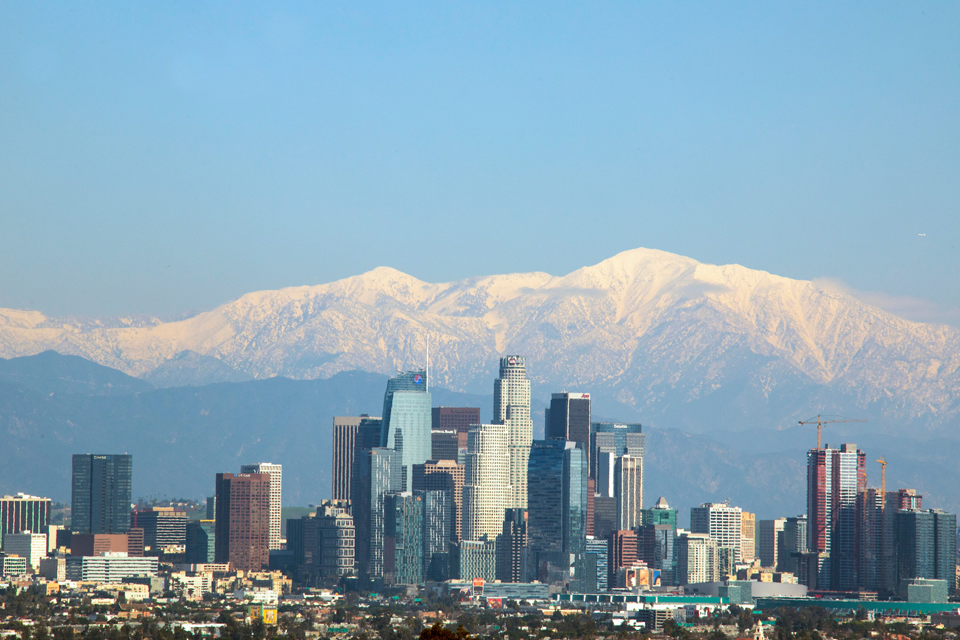 The Downtown L.A. skyline.