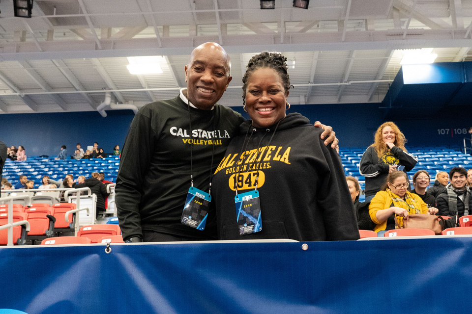 President Eanes poses for a photo with Athletics Director, Daryl Gross.