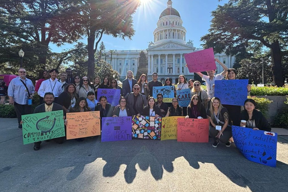 Cal State LA Social Work students gather to lobby in Sacramento.