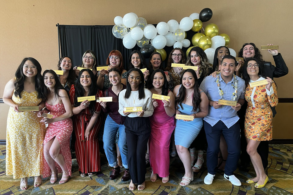 Graduating students in the Class of 2023 celebrate earning their Master of Arts in Communicative Disorders degrees.