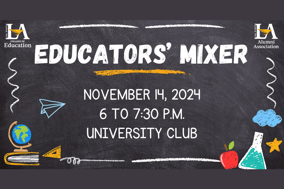 A flyer for an Educators Mixer on November 14, 2024 at 6 p.m. at the University Club.