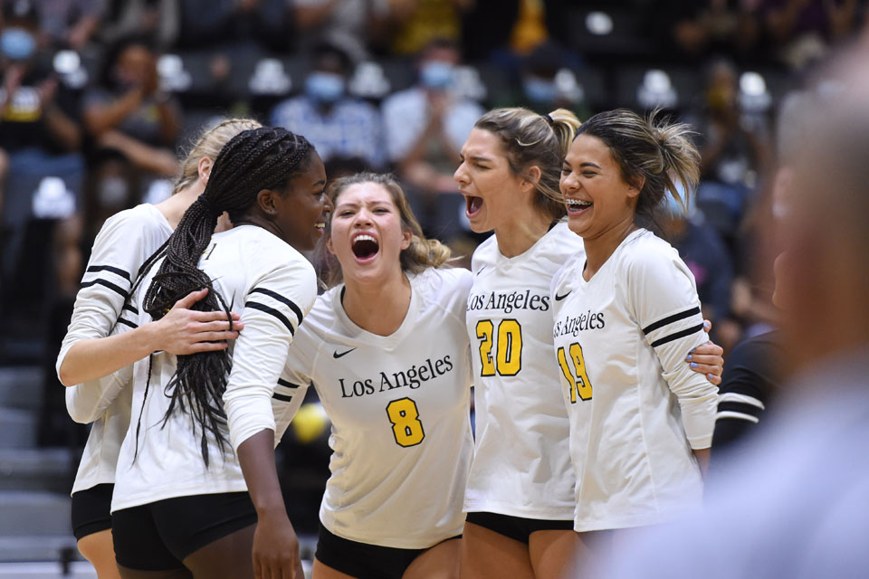 The Cal State LA Women's Volleyball team.