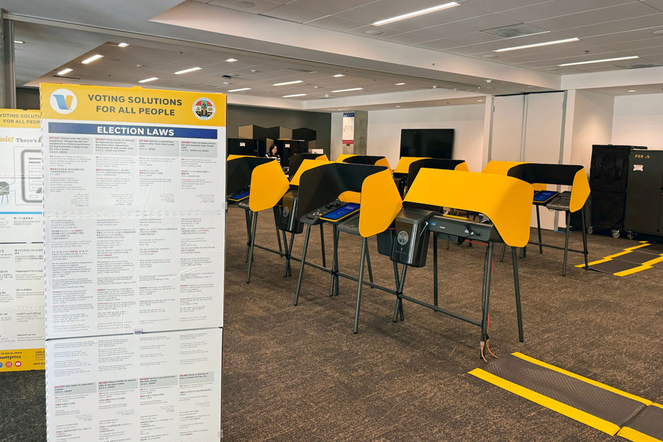 The voting center at Cal State LA.