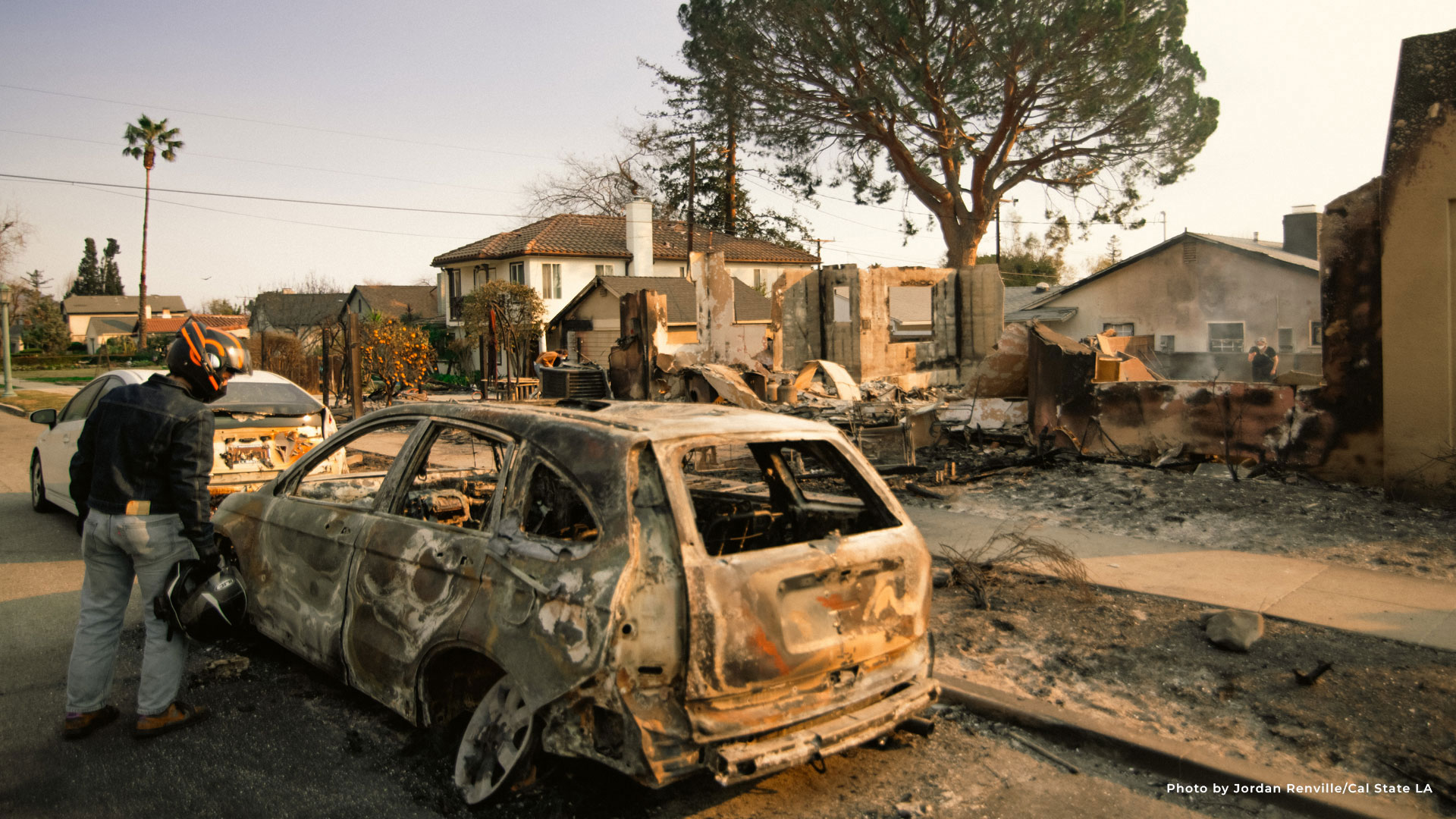 A house and car that were destroyed by the L.A. wildfires.