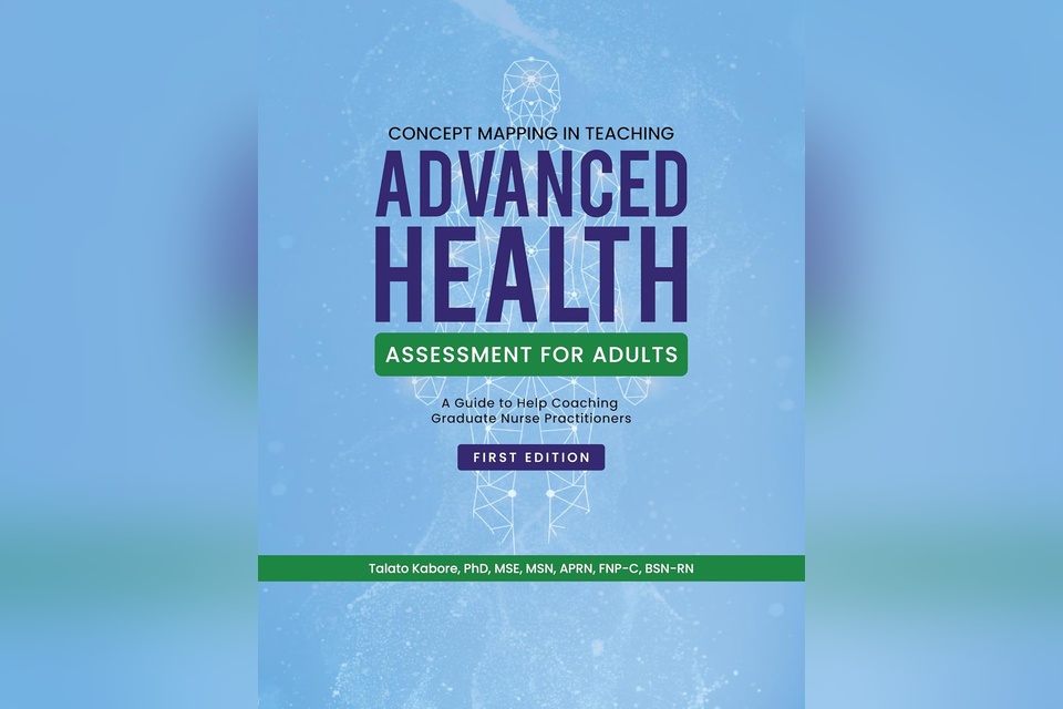 Cover of Advanced Health Assessment for Adults, featuring medical-themed graphics and title text.